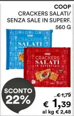 Coop COOP CRACKERS SALATI/SENZA SALE IN SUPERF offerta
