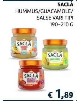Coop SACLÀ HUMMUS/GUACAMOLE/SALSE VARI TIPI offerta
