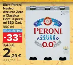 Carrefour Birra Peroni Nastro Azzurro Zero o Classica offerta
