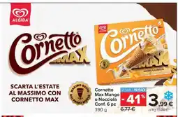 Carrefour Cornetto Max Mango o Nocciola Conf. 6 pz offerta