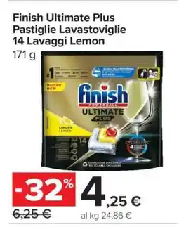Carrefour Finish Ultimate Plus Pastiglie Lavastoviglie 14 Lavaggi Lemon offerta