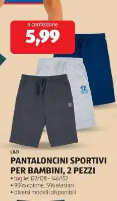 ALDI PANTALONCINI SPORTIVI PER BAMBINI, 2 PEZZI offerta