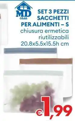 MD Discount SET 3 PEZZI SACCHETTI PER ALIMENTI – S offerta