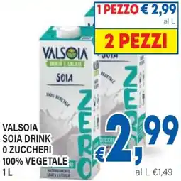 DEM Valsoia soia drink o zuccheri 100% vegetale offerta