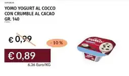 Prezzemolo e Vitale Yomo yogurt al cocco con crumble al cacao offerta