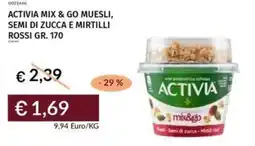 Prezzemolo e Vitale Activia mix & go muesli, semi di zucca e mirtilli rossi offerta
