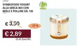 Prezzemolo e Vitale Synbiofood yogurt alla greca bio con miele e polline offerta