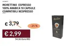 Prezzemolo e Vitale Morettino espresso 100% arabica 10 capsule compatibili nespresso offerta