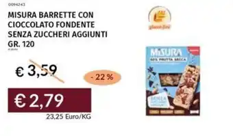 Prezzemolo e Vitale Misura barrette con cioccolato fondente senza zuccheri aggiunti offerta