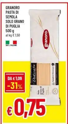 Famila GRANORO PASTA DI SEMOLA SOLO GRANO DI PUGLIA 500 g offerta