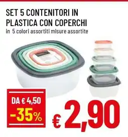 Famila SET 5 CONTENITORI IN PLASTICA CON COPERCHI offerta