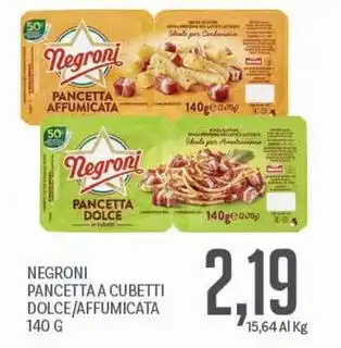 Supermercati Piccolo Negroni pancetta a cubetti dolce/affumicata offerta