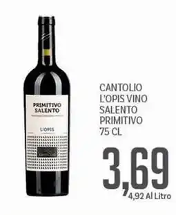 Supermercati Piccolo Cantolio l'opis vino salento primitivo offerta