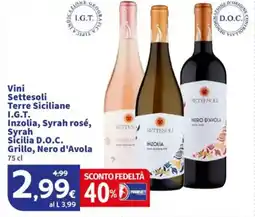 Sigma Vini Settesoli Terre Siciliane I.G.T. Inzolia, Syrah rosé, Syrah Sicilia D.O.C. Grillo, Nero d'Avola offerta