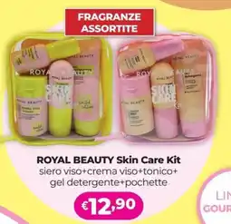 La Saponeria ROYAL BEAUTY Skin Care Kit siero viso+crema viso+tonico+ gel detergente+pochette offerta