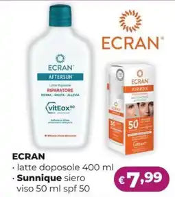 La Saponeria ECRAN Latte doposole, Sunnique siero viso spf 50 offerta