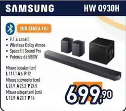 Unieuro Samsung HW Q930H offerta