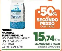 L´Isola dei Tesori Monge natural superpremium monoprotein adult light salmone con riso offerta
