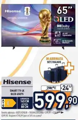Unieuro Hisense smart tv 4k qled 6507S offerta