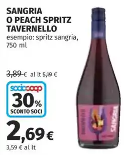 Ipercoop Sangria o peach spritz Tavernello offerta