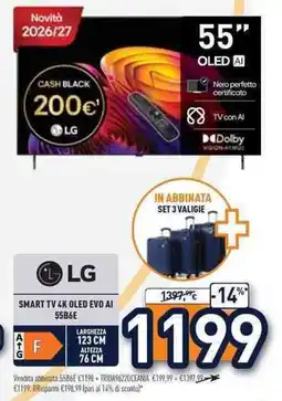 Unieuro Lg smart tv 4k oled evo AI 55B6E offerta
