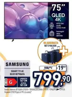 Unieuro Samsung smart tv 4k qled QE75Q6FA offerta