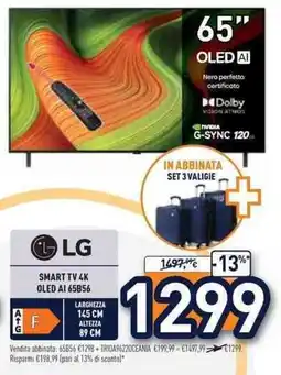 Unieuro LG smart tv 4k oled AI 65B56 offerta