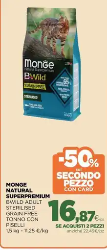L´Isola dei Tesori Monge natural superpremium bwild adult sterilised grain free tonno con piselli offerta
