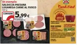 Ipercoop Salsiccia paesana luganega carne al fuoco Aia offerta
