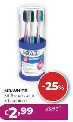 La Saponeria MR.WHITE kit 6 spazzolini + bicchiere offerta