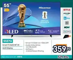 Unieuro Hisense 55E7Q smart tv qled 55" 4k offerta