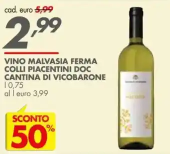 Italmark Vino malvasia ferma colli piacentini doc cantina di vicobarone offerta