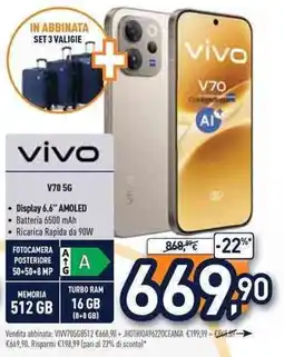 Unieuro Vivo V70 5G offerta