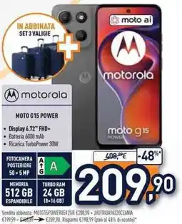 Unieuro Motorola moto G15 power offerta