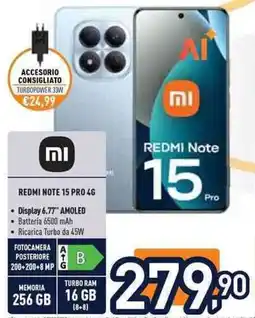 Unieuro Xiaomi redmi note 15 pro 4G offerta