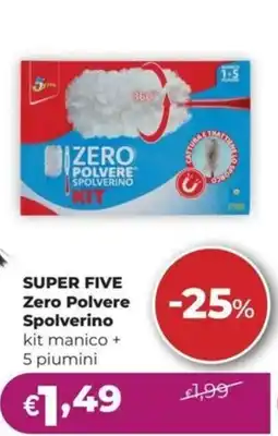 La Saponeria SUPER FIVE Zero Polvere Spolverino kit manico + 5 piumini offerta
