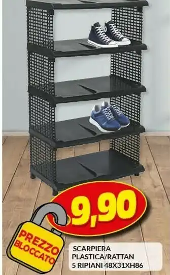 Risparmio Casa Scarpiera plastica/ rattan 5 ripiani 48x31xh86 offerta