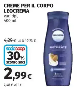 Ipercoop Creme per il corpo Leocrema offerta