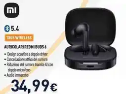 Unieuro Xiaomi auricolari redmi buds 6 offerta