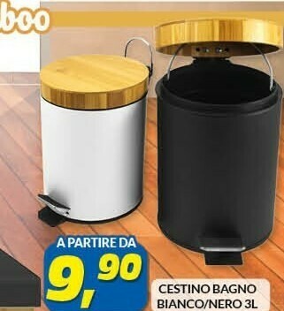 Risparmio Casa Cestino bagno bianco/ nero 3l offerta