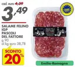 Italmark Salame felino igp pascoli del fattore offerta