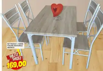 Risparmio Casa Set tavolo +4 sedie colore naturale bianco offerta