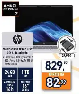 Unieuro Hp omnibook 5 laptop next gen ai 16-ag1026nl offerta