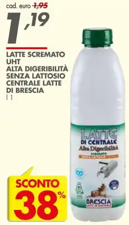 Italmark Latte scremato uht alta digeribilità senza lattosio centrale latte di brescia offerta