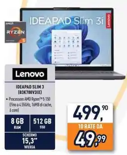 Unieuro Lenovo ideapad slim 3 (83K700V3IX) offerta