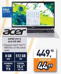 Unieuro Acer aspire lite 15 AL15-33P-305T offerta