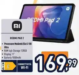 Unieuro וח redmi pad 2 processore mediatek elio G-100 ultra offerta