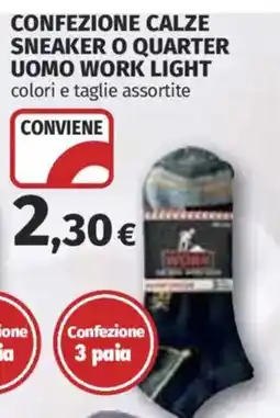 Ipercoop Confezione calze sneaker o quarter uomo work light offerta