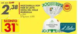 Italmark Mozzarella dop fior di latte gioia del colle murgella offerta