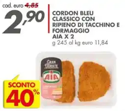 Italmark Cordon bleu classico con ripieno di tacchino e formaggio aia offerta